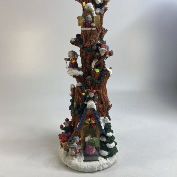 Vintage Christmas Mouse Mice Tree Decor Music Lighted Yule Tree 16" Working - Picture 5 of 7